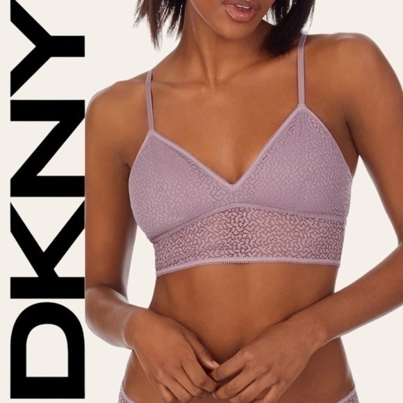 DKNY Modern All-Lace V-Neck Racerback Wireless Longline Bralette NWT/XL - Picture 1 of 13